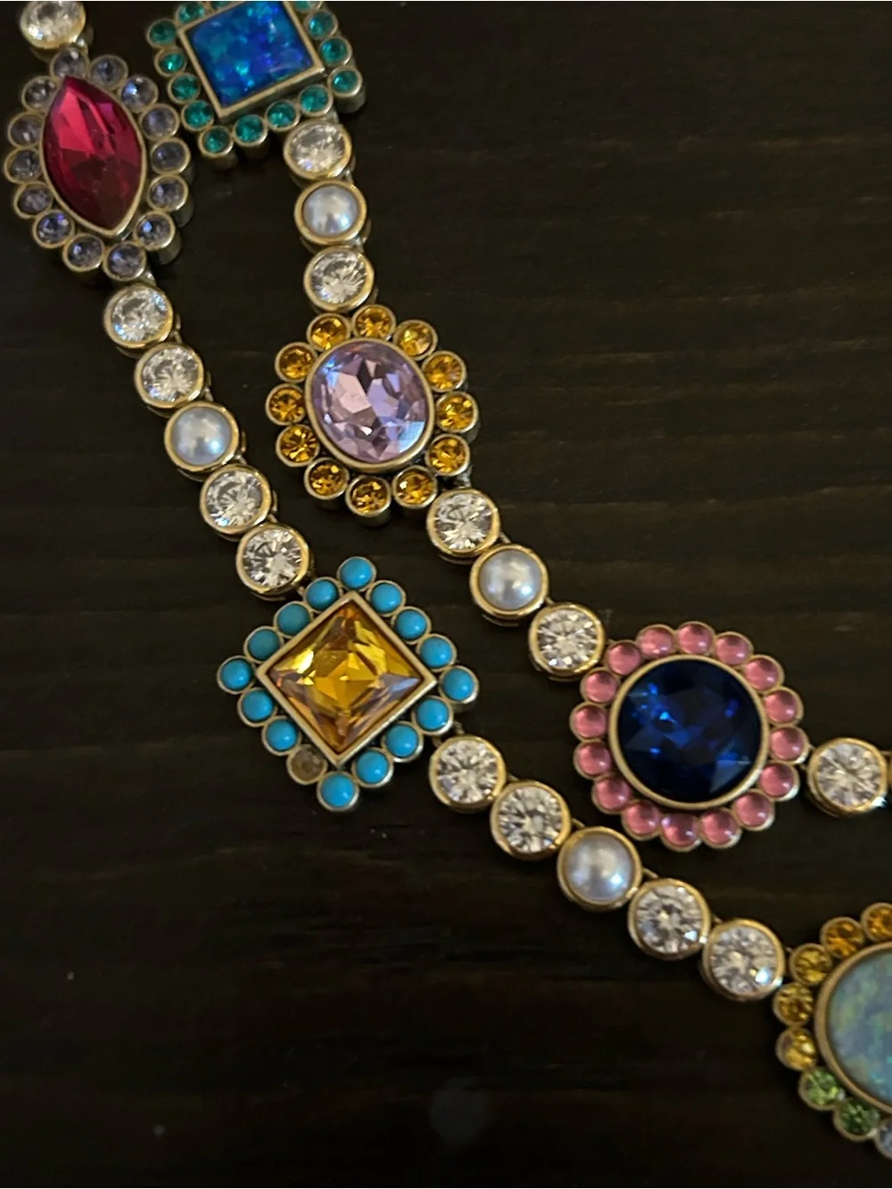 Kurt Geiger Gold-Tone Multi Gemstone Crystal Necklace - Picture 4 of 5